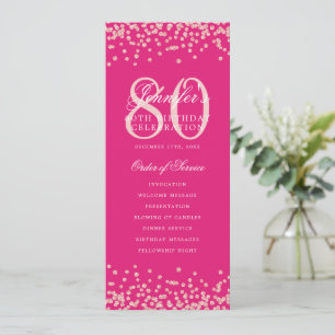 80:e födelsedagsprogrammet Ro Guld Menu Shock rosa Inbjudningar