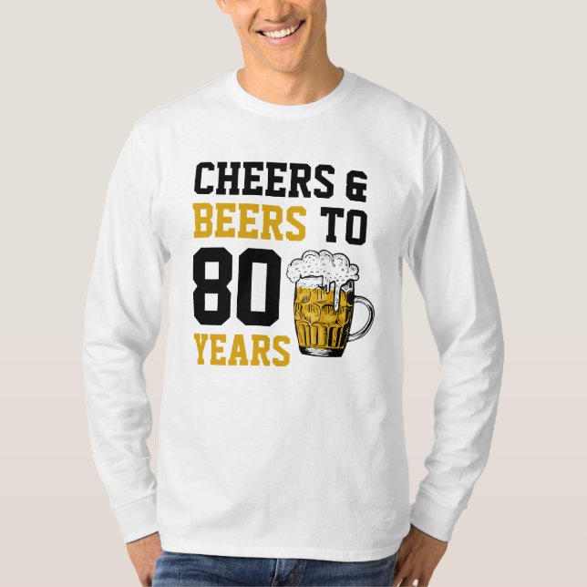 80:e födelsedagstjuren och Öl till 80 år T Shirt (Framsida)