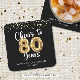 80:e födelsedagstjuren till 80 års Black Guld Underlägg Papper Kvadrat