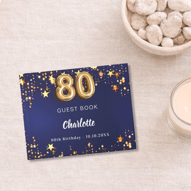 80:e födelsens blå guld-stjärnor gästböcker (Skapare uppladdad)