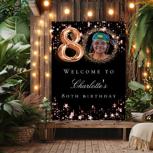 80:e fotofödelsedagsfesten i Black ro guld välkomn Poster
