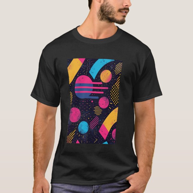 80:e Mönster Art Synthwave 1 T Shirt (Framsida)