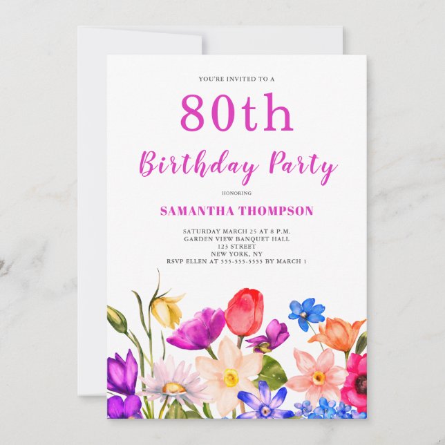 80:e Rosans Blommigt Inbjudningar (Framsida)