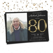 80:e Solid Guld Text Black Classy Photo Birthday