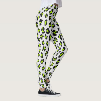 80:e Stil Neon Grönt Leopard Skriv ut Leggings
