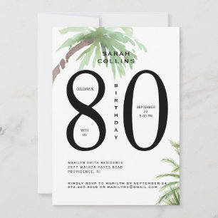 80:e Tropiska Födelsedagsfest inbjudan