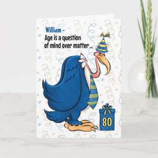 80:e underbara födelsedag Blue Buzzard med Namn Kort
