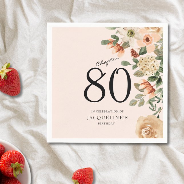 80:e Vintagens Blommigt Pappersservett (Discover how our elegant personalized 80th Birthday Vintage Floral Napkins can transform your party)