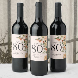 80:e Vintagens Blommigt Vinflaska Etikett