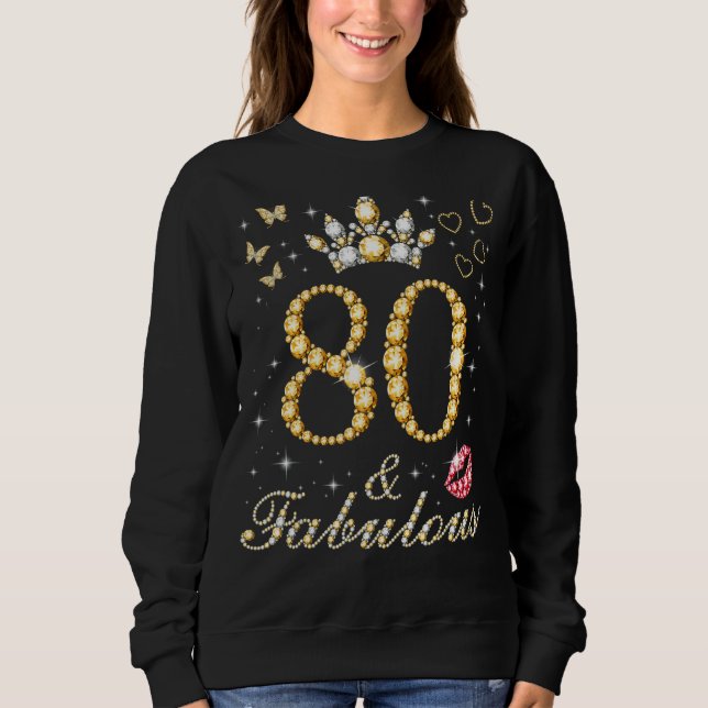 80 & Fabulous 80 Birthday 80 Years and Fabul T Shirt (Framsida)