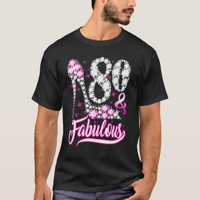 80 & Fabulous 80:e födelsedag Funny Rosa Diamond S T Shirt (Framsida)