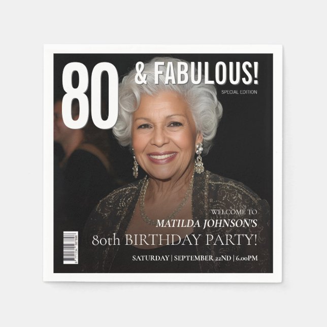 80 Fabulous Magazine Cover 80th Birthday  Pappersservett (Framsidan)