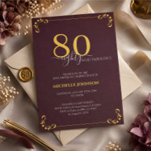 80 & Fantastisk Burgundy Vit & Guld Födelsedag