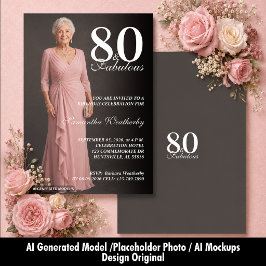 80 & Fantastisk Elegant Foto Födelsedag Inbjudningar