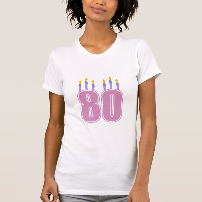 80 födelsedagstearinljus (rosor/lilor) tee (Framsida)