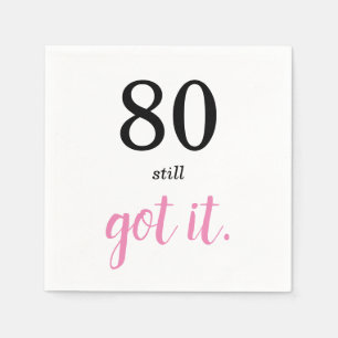 80 Fortfarande Har IT Elegant Birthday Text Pappersservett