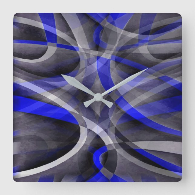 80 Groovy Royal Blue och Grått Arched Line Pa Fyrkantig Klocka (Framsida)