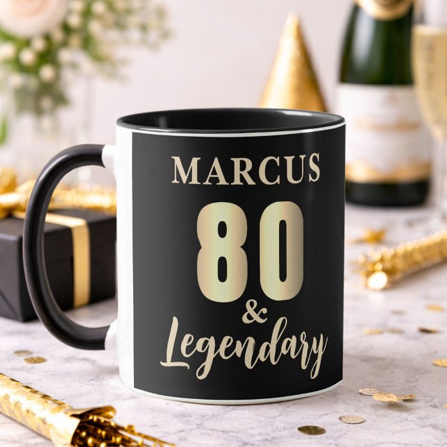 80 & Legendarisk Guld 80-årsdag  Mugg (Skapare uppladdad)