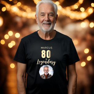 80 & Legendarisk Guld Foto 80-årsdag T Shirt