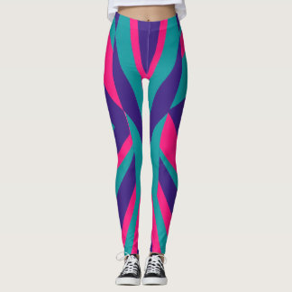 80- och 90-tals Retro Abstrakt Våg Färgglada Leggi Leggings