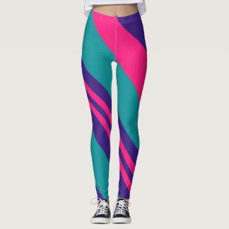 80- och 90-tals Retro Abstrakt Virvel Färgblock Le Leggings