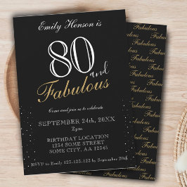 80- och Fabulous Black Elegant-skript födelsedag Inbjudningar