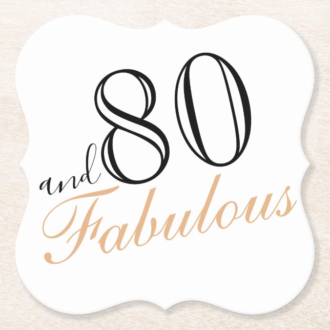 80 och Fabulous Elegant 80:e födelsedagen Underlägg Papper (Framsida)