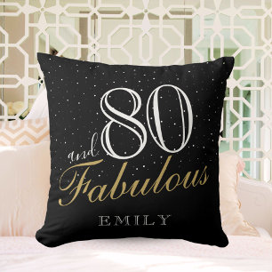 80 och Fabulous Elegant Black 80 Birthday Kudde