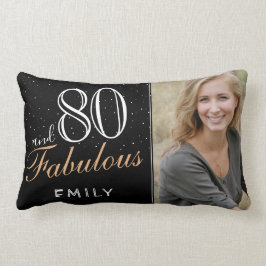 80 och Fabulous Elegant Black 80 Birthday Photo Lumbarkudde