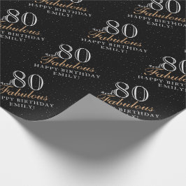 80 och Fabulous Elegant Black 80 Birthday Presentpapper
