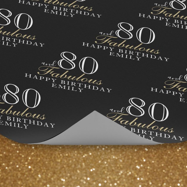 80 och Fabulous Elegant Black 80 Birthday Presentpapper (Skapare uppladdad)