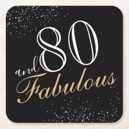 80 och Fabulous Elegant Black 80 Birthday Underlägg Papper Kvadrat