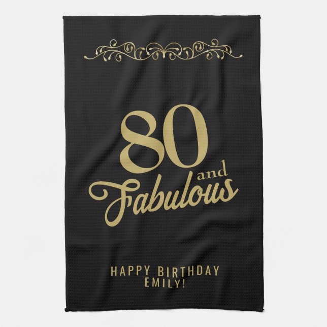 80 och Fabulous Elegant Ornament 80 Birthday Kökshandduk (Vertikal)
