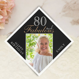 80 och Fabulous Elegant Script Photo 80 Birthday Pappersservett