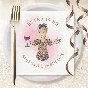 80 och Fabulous Ethnic Guld Rosa Female Birthday Pappersservett