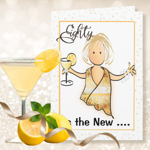 80 och Fabulous Funny Cute Female Tecknad Birthday Kort