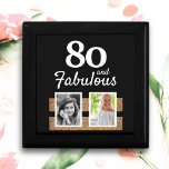 80 och Fabulous Guld Glitter 2 Foto 80:e födelseda Minnesask<br><div class="desc">80 och Fabulous Guld Glitter 2 Photo 80 Birthday presentbox. Personligens presentlåda med 2 foton och faux guld glitter. Lägg till foton - du kan använda ett gammalt och nytt foto.</div>