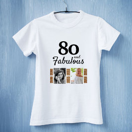 80 och Fabulous Guld Glitter 2 Foto 80:e födelseda T Shirt