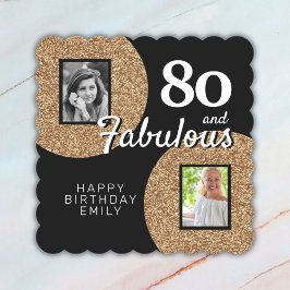 80 och Fabulous Guld Glitter 2 Foto 80:e födelseda Underlägg Papper