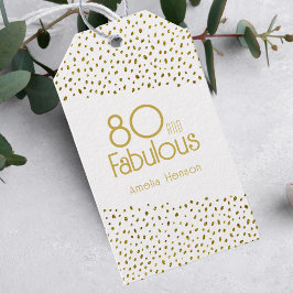 80 och Fabulous Guld Glitter 80:e födelsedagen Presentetikett