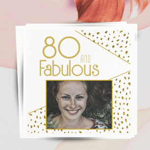 80 och Fabulous Guld Glitter Photo 80 Birthday Pappersservett