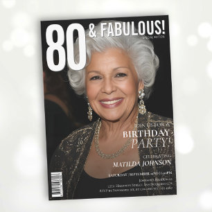 80 och Fabulous Magazine Cover 80 Birthday Inbjudningar