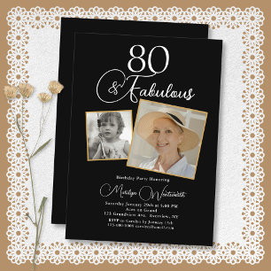 80 och fantastisk 80-års födelsedag Vit Skrift 2 F Inbjudningar