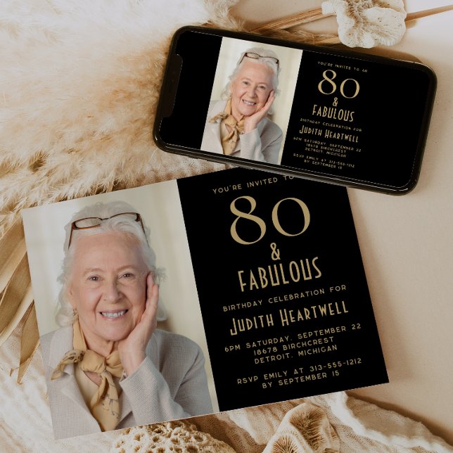 80 och fantastisk | 80-årsfest inbjudan (Skapare uppladdad)