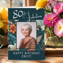 80 och fantastisk blommönster födelsedagsfoto