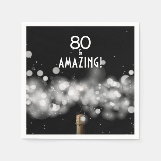 80 och Fantastisk Champagne Party Napkins Pappersservett (Framsidan)