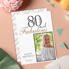 80 och fantastisk elegant födelsedagsfoto kort