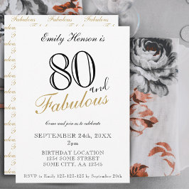80 och fantastisk elegant skript födelsedag  inbjudningar