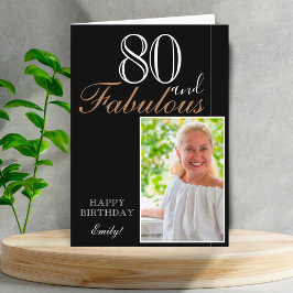 80 och fantastisk elegant svart 80-års födelsedags kort