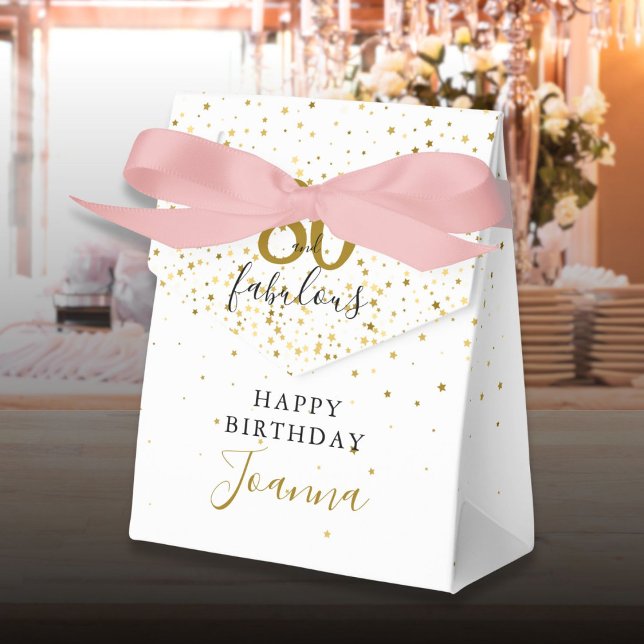 80 och fantastisk födelsedag Guld och svart elegan Presentaskar (80 and Fabulous Birthday Gold and Black Elegant Favor Boxes)
